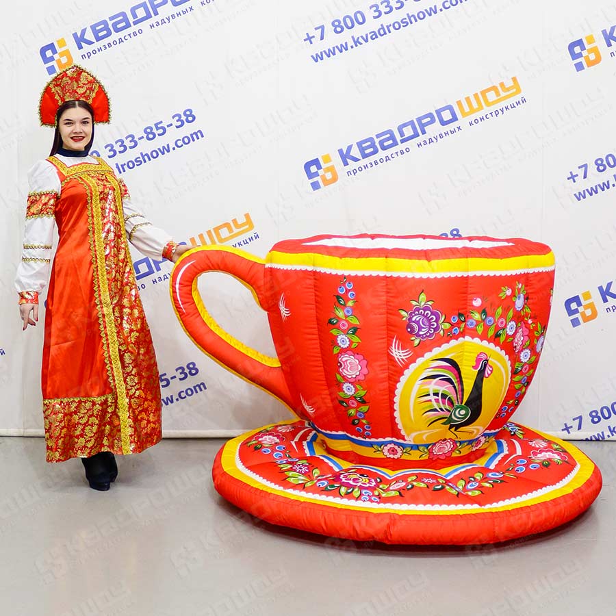 Чашка с блюдцем Городецкая роспись