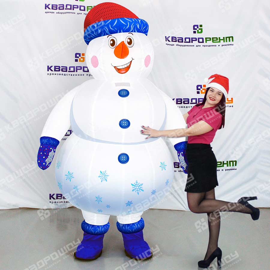 Надувной костюм Снеговик в шапке