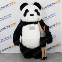 Панда с длинным мехом надувной костюм