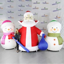 Два надувных Снеговика и Дедушка Мороз