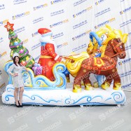 Новогодняя фигура надувная Тройка с Дедом Морозом