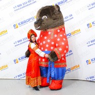 Ростовой надувной костюм Медведь нарядный