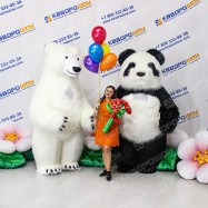 Надувной костюм белый медведь и панда меховая