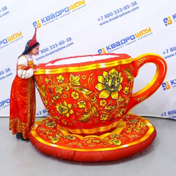 Чашка и блюдце надувные декорации Хохлома Премиум