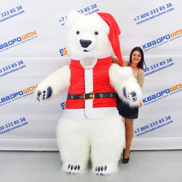 Новогодний медведь белый костюм