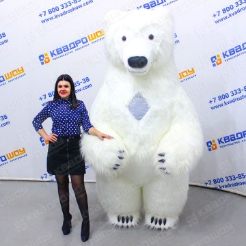 Белый Медведь надувной костюм со съемными стопами
