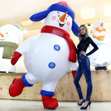 надувной новогодний костюм снеговик