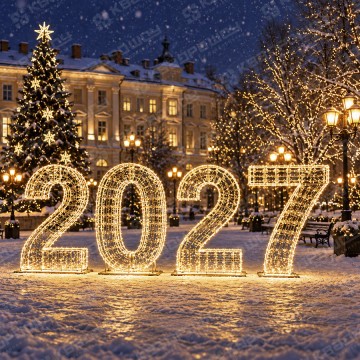 Светодиодные цифры 2027 золотое свечение 