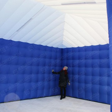 Синий надувной шатер куб для выставки