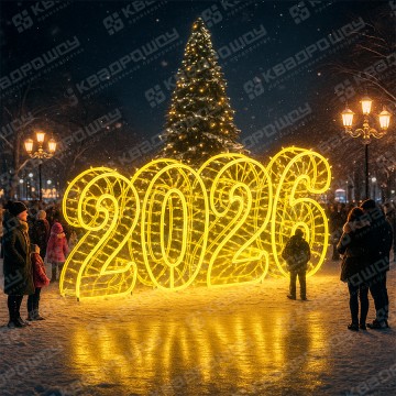 Светодиодные цифры 2026 золото