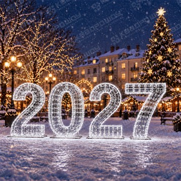 Светодиодные цифры 2027 серебряное свечение
