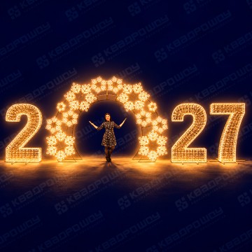 Световая арка 2027 Снежинки золото