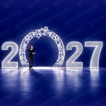 Световые цифры 2027 с аркой Звезды серебро