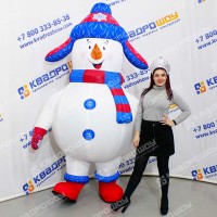 Ростовой новогодний костюм снеговик в ушанке